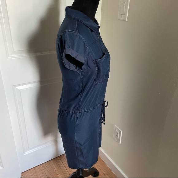 Paige Mika Collared Shirt Dress in Cromwell Blue Button Up Tie Waist EUC Size XS - Picture 5 of 8